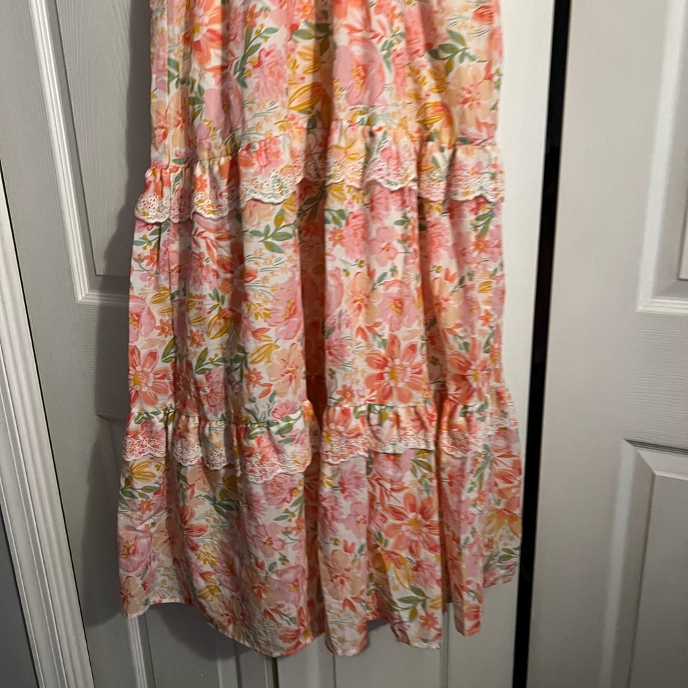 NWOT Haute Hippie Orange and Pink Smocked Tiered Sundress - Picture 11 of 13